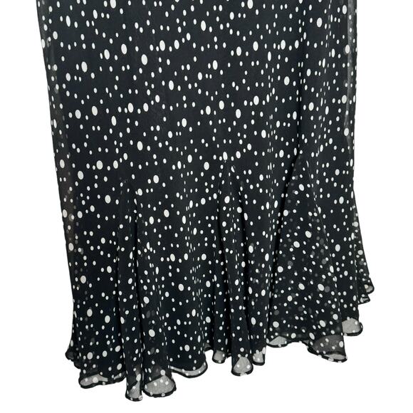 Chaps Ralph Lauren Black Polka Dot Sheer Midi Dress - Size 14 - Midi - Picture 4 of 5